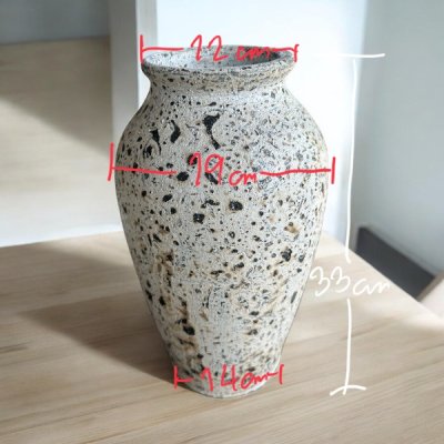 Vaseแจกันดินเผาทรงไหเรียบสูง สีวินเทจ สไตล์ ขนาด 13 x 33 cm.