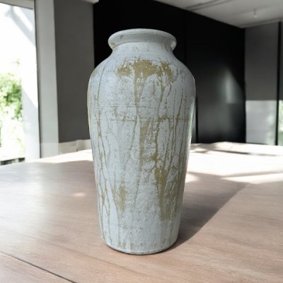 Vaseแจกันดินเผาทรงไหเรียบสูง สีวินเทจ สไตล์ ขนาด 13 x 33 cm.