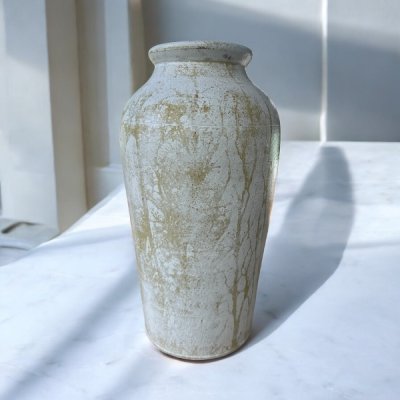 Vaseแจกันดินเผาทรงไหเรียบสูง สีวินเทจ สไตล์ ขนาด 13 x 33 cm.