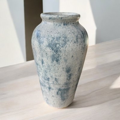 Vaseแจกันดินเผาทรงไหเรียบสูง สีวินเทจ สไตล์ ขนาด 13 x 33 cm.