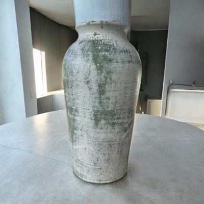 Vaseแจกันดินเผาทรงไหเรียบสูง สีวินเทจ สไตล์ ขนาด 13 x 33 cm.