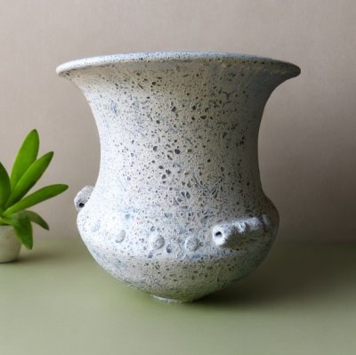 Basin อ่างดินเผาทรงบาหลีปากบาน มีหู 3 หู ขนาด 50 x 52 cm.