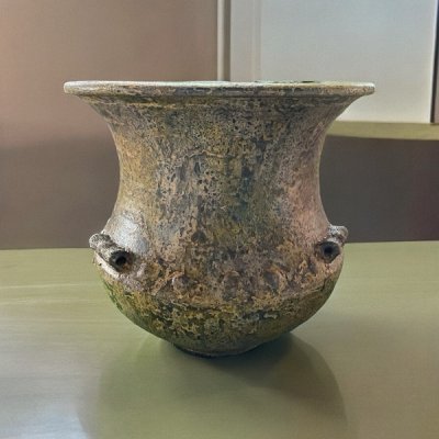 Basin อ่างดินเผาทรงบาหลีปากบาน มีหู 3 หู ขนาด 50 x 52 cm.