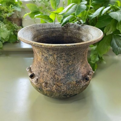 Basin อ่างดินเผาทรงบาหลีปากบาน มีหู 3 หู ขนาด 50 x 52 cm.