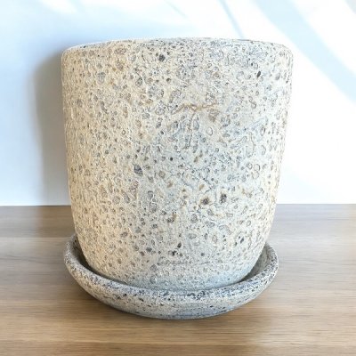 Flowerpot กระถางดินเผาทรงกระสุน ขนาด 15 x 15 cm. พร้อมจานรอง
