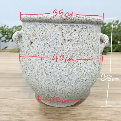 Flowerpot กระถางดินเผาทรงโอ่งมีหู 3 หู ขนาด 40 x 38 cm.