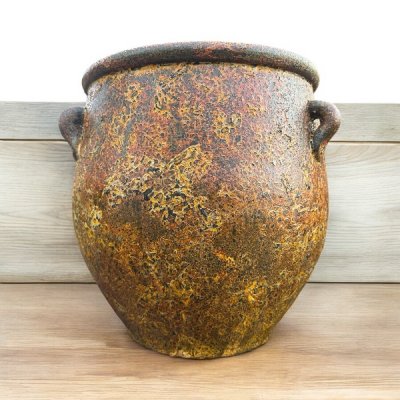 Flowerpot กระถางดินเผาทรงโอ่งมีหู 3 หู ขนาด 40 x 38 cm.