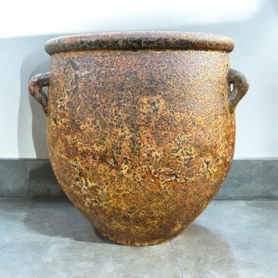 Flowerpot กระถางดินเผาทรงโอ่งมีหู 3 หู ขนาด 40 x 38 cm.