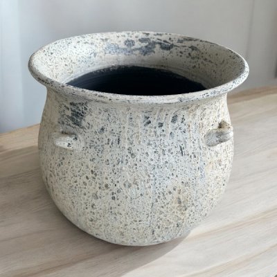 Basin อ่างดินเผาทรงบาหลีปากบาน มีหู 3 หู ขนาด 50 x 52 cm.