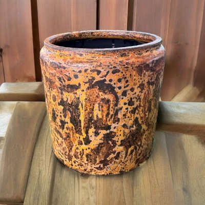 Flowerpot กระถางวินเทจดินเผาทรงไหเรียบ ขนาด 29 x 25cm.