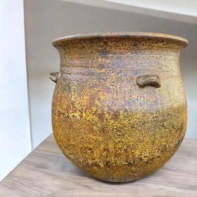 Basin อ่างดินเผาทรงบาหลีปากบาน มีหู 3 หู ขนาด 50 x 52 cm.