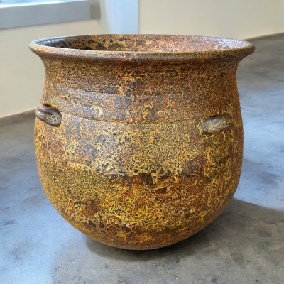 Basin อ่างดินเผาทรงบาหลีปากบาน มีหู 3 หู ขนาด 50 x 52 cm.