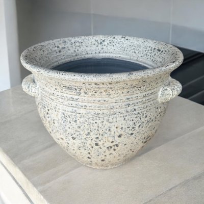 Basin อ่างดินเผาทรงปากบาน 3 หู ขนาด 40 x 38 cm.