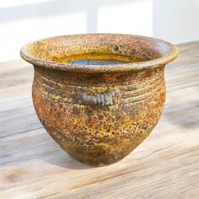 Basin อ่างดินเผาทรงปากบาน 3 หู ขนาด 40 x 38 cm.