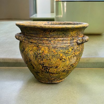 Basin อ่างดินเผาทรงปากบาน 3 หู ขนาด 40 x 38 cm.