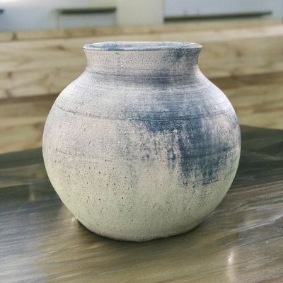 Vase แจกันดินเผาทรงอ้วนเตี้ยปากตัด ขนาด 25 x 23 cm