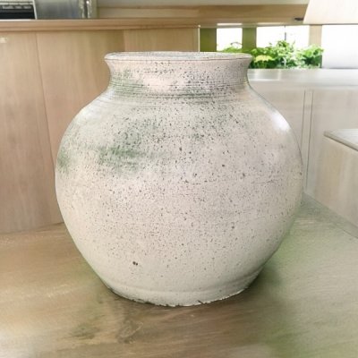 Vase แจกันดินเผาทรงอ้วนเตี้ยปากตัด ขนาด 25 x 23 cm