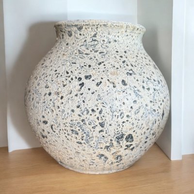 Vase แจกันดินเผาทรงอ้วนเตี้ยปากตัด ขนาด 25 x 23 cm