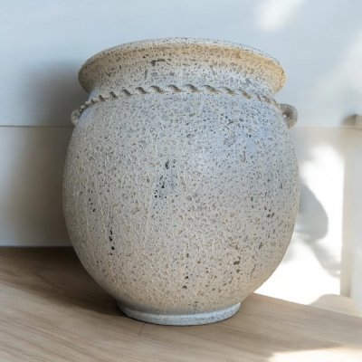 Flowerpot กระถางดินเผาทรงโอ่งอ้วนปากบาน มีหู 2 หู ขนาด 43 X 39 cm.