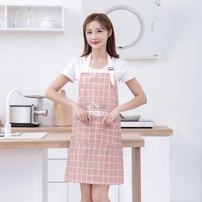 ผ้ากันเปื้อน (มีผ้าเช็ดมือในตัว)เนื้อผ้า PVC สีชมพูแบบสวม