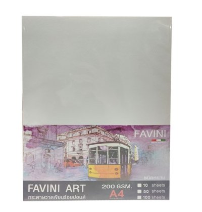 FAVINI ART กระดาษวาดเขียน 100 ปอนด์ ขนาด A4 200แกรม ผิวหยาบ (10 แผ่น)