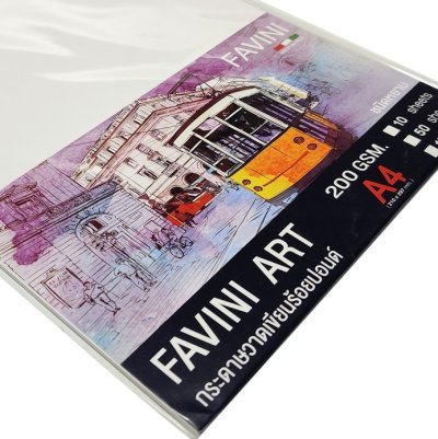 FAVINI ART กระดาษวาดเขียน 100 ปอนด์ ขนาด A4 200แกรม ผิวหยาบ (10 แผ่น)