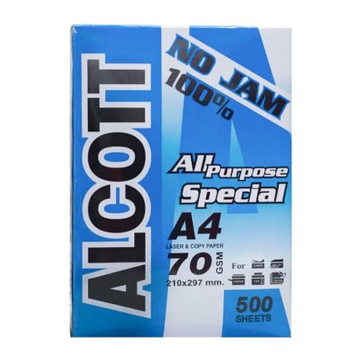 [แพ็คคู่] ALCOTT กระดาษถ่ายเอกสาร A4 70 แกรม 2 รีม - ห่อสีฟ้า (500 แผ่น/รีม)