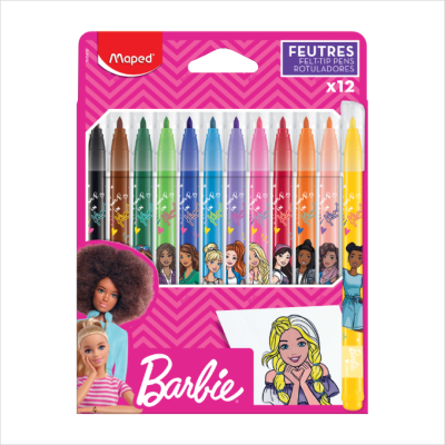 Maped เซ็ตอุปกรณ์ระบายสีสุดคุ้ม ลายลิขสิทธิ์บาร์บี้ Barbie ( สีไม้ สีเมจิก กรรไกร ยางลบ กบเหลา)