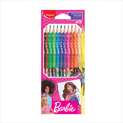 Maped เซ็ตอุปกรณ์ระบายสีสุดคุ้ม ลายลิขสิทธิ์บาร์บี้ Barbie ( สีไม้ สีเมจิก กรรไกร ยางลบ กบเหลา)