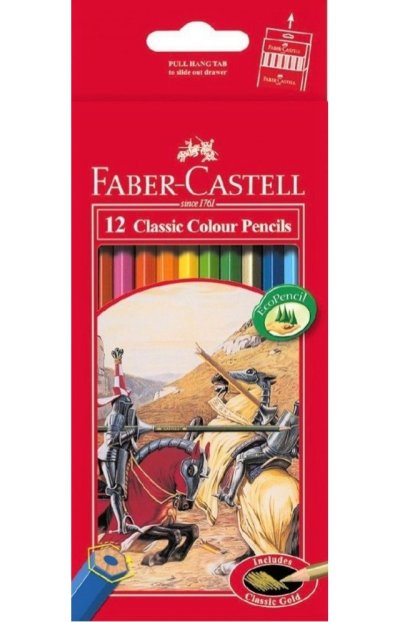 ดินสอสีไม้ FABER-CASTELL อัศวิน 12 สี กล่องกระดาษ PAPER BOX