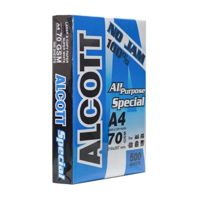 [แพ็คคู่] ALCOTT กระดาษถ่ายเอกสาร A4 70 แกรม 2 รีม - ห่อสีฟ้า (500 แผ่น/รีม)