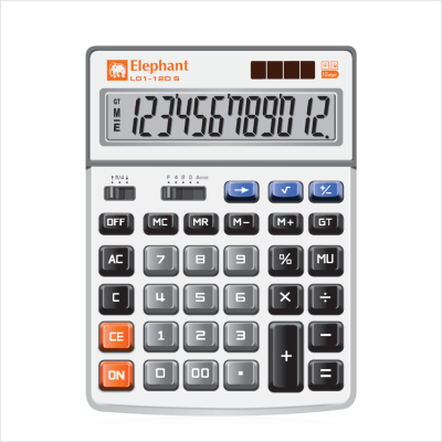 ELEPHANT เครื่องคิดเลขตราช้าง หน้าจอแสดงตัวเลข 12 หลัก พร้อมฟังก์ชั่นครบครัน ELEPHANT เครื่องคิดเลขตราช้าง หน้าจอแสดงตัวเลข 12 หลัก พร้อมฟังก์ชั่นครบครัน