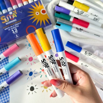 Sunday morning ปากกาอะคริลิค ACRYLIC PAINT MARKER Medium Size (แพ็ค12สี) Sunday morning ปากกาอะคริลิค ACRYLIC PAINT MARKER Medium Size (แพ็ค12สี)