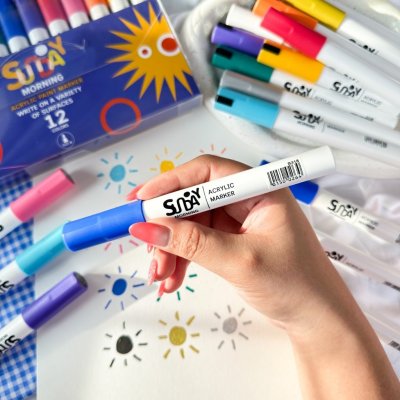 Sunday morning ปากกาอะคริลิค ACRYLIC PAINT MARKER Medium Size (แพ็ค12สี) Sunday morning ปากกาอะคริลิค ACRYLIC PAINT MARKER Medium Size (แพ็ค12สี)