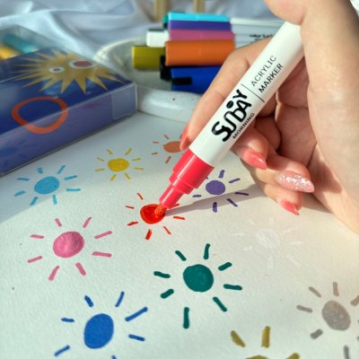Sunday morning ปากกาอะคริลิค ACRYLIC PAINT MARKER Medium Size (แพ็ค12สี) Sunday morning ปากกาอะคริลิค ACRYLIC PAINT MARKER Medium Size (แพ็ค12สี)