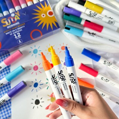 Sunday morning ปากกาอะคริลิค ACRYLIC PAINT MARKER Medium Size (แพ็ค12สี) Sunday morning ปากกาอะคริลิค ACRYLIC PAINT MARKER Medium Size (แพ็ค12สี)