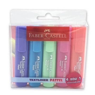 ชุดปากกาเน้นข้อความ FABER-CASTELL TEXTLINER 46 PASTEL (ชุด4แถม1)
