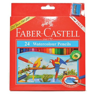 ดินสอสีไม้ระบายน้ำนกแก้ว FABER-CASTELL 24 สี กล่องกระดาษ WATER COLOUR PENCILS PAPER BOX