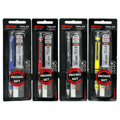 ดินสอกด ROTRING TIKKY 0.5 + ไส้ 2B ฟรียางลบ AP055089 (คละสี)