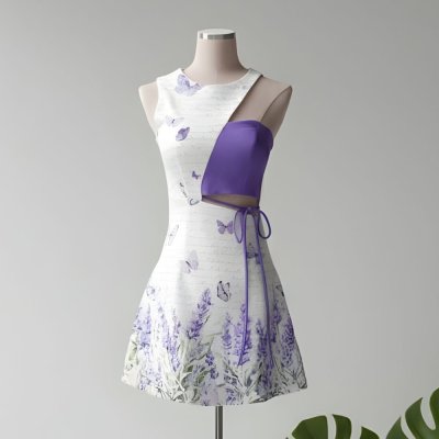 [LALAPIS ] มินิเดรส ลาเวนเดอร์ ดรีม ชิลลี้ง LA341