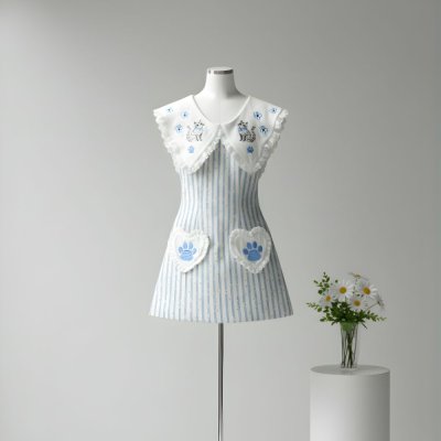 [LALAPIS ] มินิเดรส คิตตี้ ฮาร์ท วินเทจ LA343