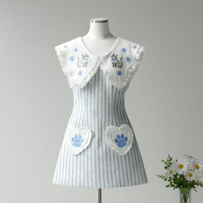 [LALAPIS ] มินิเดรส คิตตี้ ฮาร์ท วินเทจ LA343