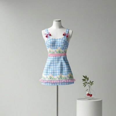 [LALAPIS ] มินิเดรส เชอร์รี่ ปิกนิค เดรส วินเทจ LA344