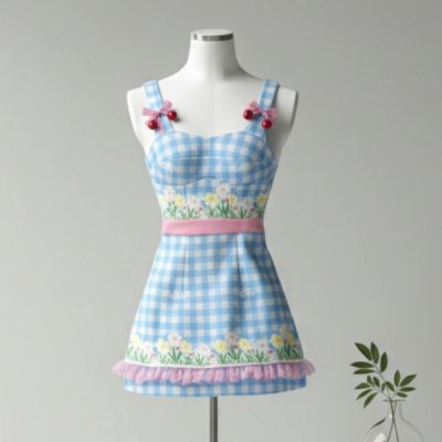 [LALAPIS ] มินิเดรส เชอร์รี่ ปิกนิค เดรส วินเทจ LA344