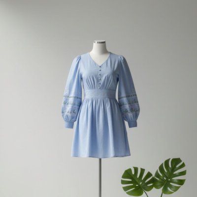 [LALAPIS ] มินิเดรส สกาย ออฟเลิฟ วินเทจ (LA358)