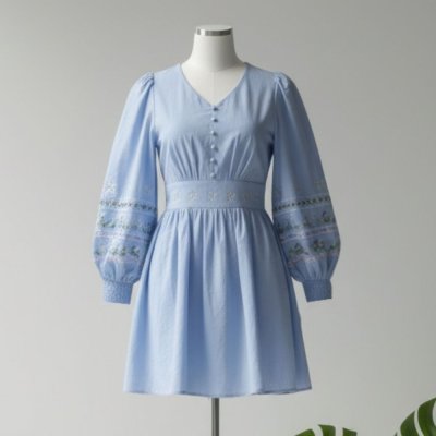 [LALAPIS ] มินิเดรส สกาย ออฟเลิฟ วินเทจ (LA358)