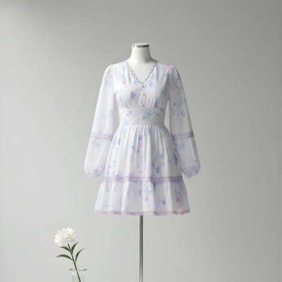 [LALAPIS ] มินิเดรส ป็อปปี้เพอร์เพิล ราพันเซล ชิลลี้ง (LA312)