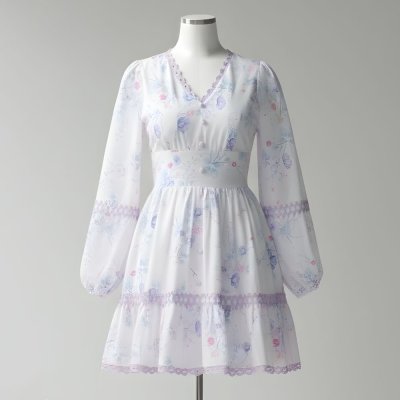 [LALAPIS ] มินิเดรส ป็อปปี้เพอร์เพิล ราพันเซล ชิลลี้ง (LA312)