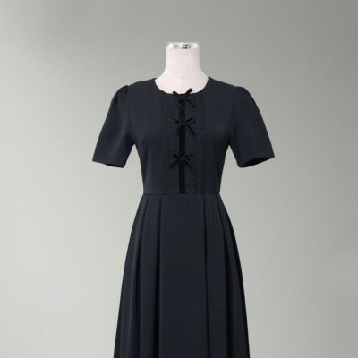 [LALAPIS ] มินิเดรส มิดไนท์ เวลเว็ท สุภาพเรียบรอย  (LA362)