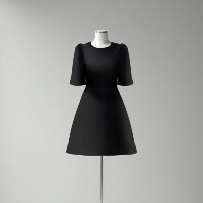 [LALAPIS ] เดรส เอเลแกนท์ แบล็ก เดรส สุภาพเรียบรอย  (LA360)